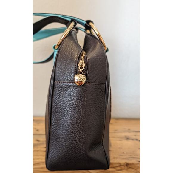 Sweet Tooth Brown Pebbled Grain Cheetah Heart Satchel Handbag - Picture 4 of 15